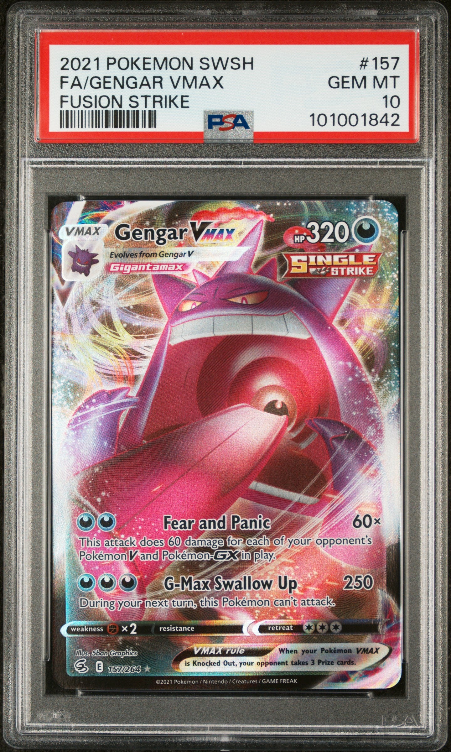 PSA 10 Pokemon 2021 Fusion Strike 157/264 Gengar VMAX